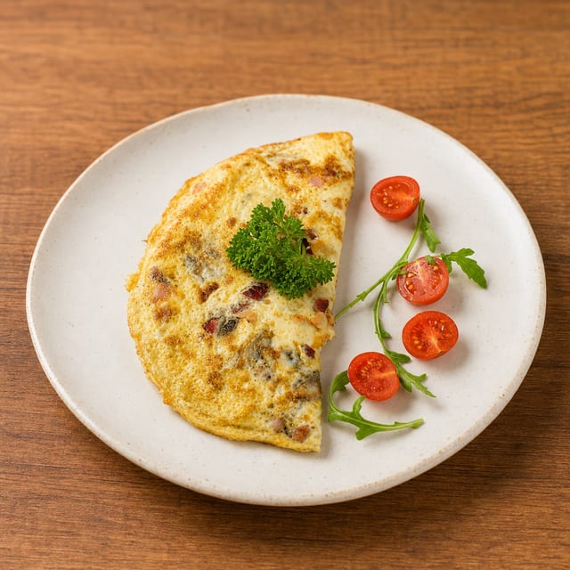 Bacon Cheddar Tomato Omelette.